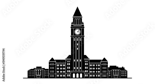 Clock Tower Building Architecture Illustration Design.