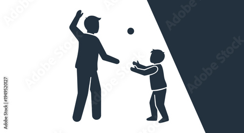 Father and Son Playing Catch Together.