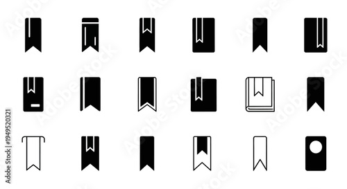 Bookmark Icons Set: Collection of Diverse Bookmark Symbols for Reading and Organization
