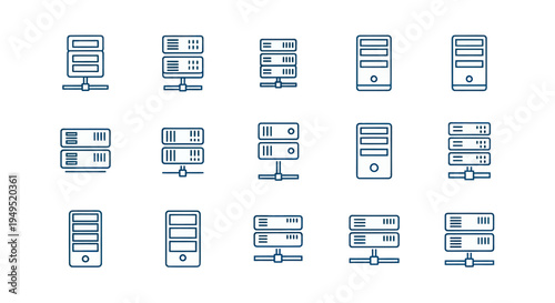 Server icons data center technology