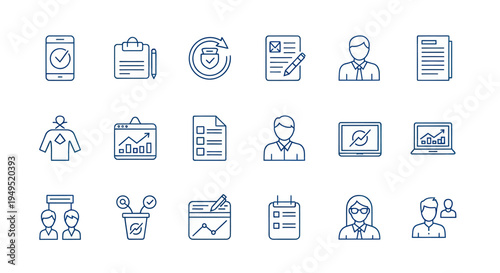 Set of business icons in outline style