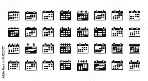 Calendar Icons Set: Planning, Scheduling, Dates, Events, Time Management, Organization