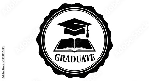Graduate Icon with Graduation Cap and Book 1.