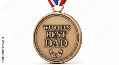 Gold Medal for Best Dad Inscription.