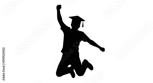 Graduate Jumping in the Air Silhouette.