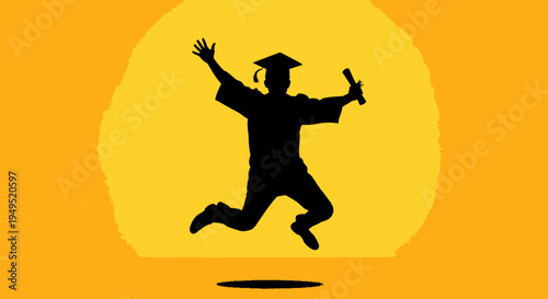 Graduate in Robe Jumping with Joy.