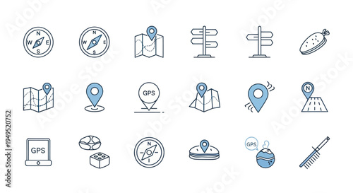 Set of travel and navigation icons