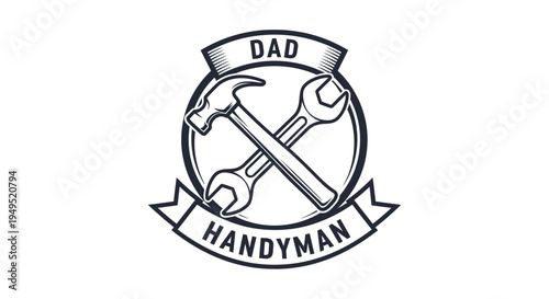 Handyman Logo with Tools and Ribbon.