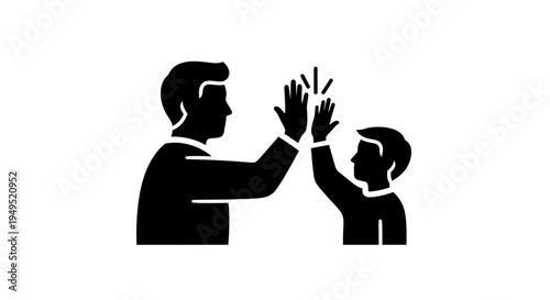 Man and Child High Fiving Silhouette Illustration.