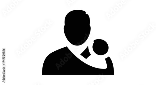 Man Carrying Baby in Sling Silhouette.