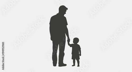 Silhouette of Father and Child Holding Hands.