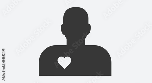 Silhouette of Man with Heart Symbol.