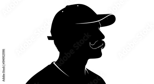 Silhouette of Man Wearing Baseball Cap.