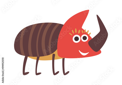 Rhinoceros beetle with large horn