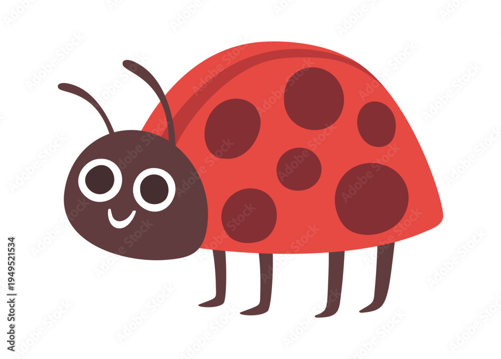 Obraz premium Funny red spotted ladybug character