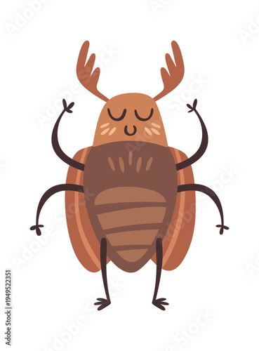 Funny cockchafer beetle happy character