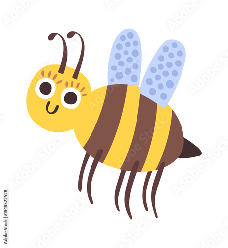 Funny bee striped insect character