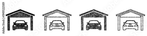 Sketch garage icon design set