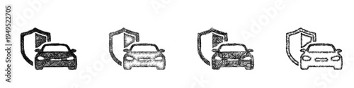 Sketch car insurance icon design set