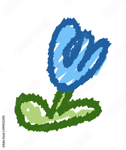 Cute blue flower chalk bloom