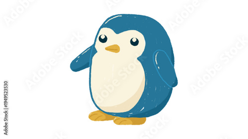 Cute Hand Drawn Blue Penguin Illustration for Children and Character Design