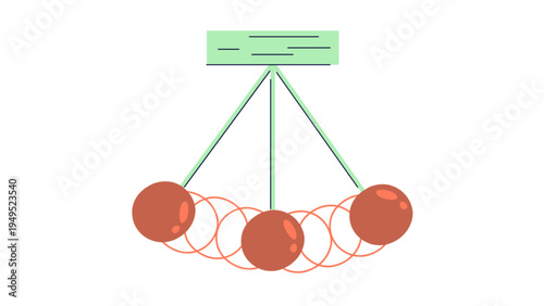 Принти на полотні Physics Pendulum Motion Graphic Illustration with Swinging Spheres