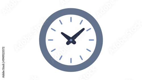 Minimalist Round Analog Wall Clock Icon Isolated on White Background