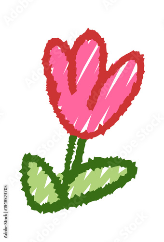 Chalk flower doodle floral element