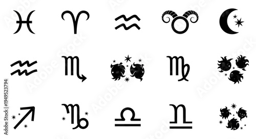 Zodiac Signs Astrology Symbols Collection