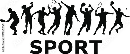 Dynamic sports silhouette logo with active figures