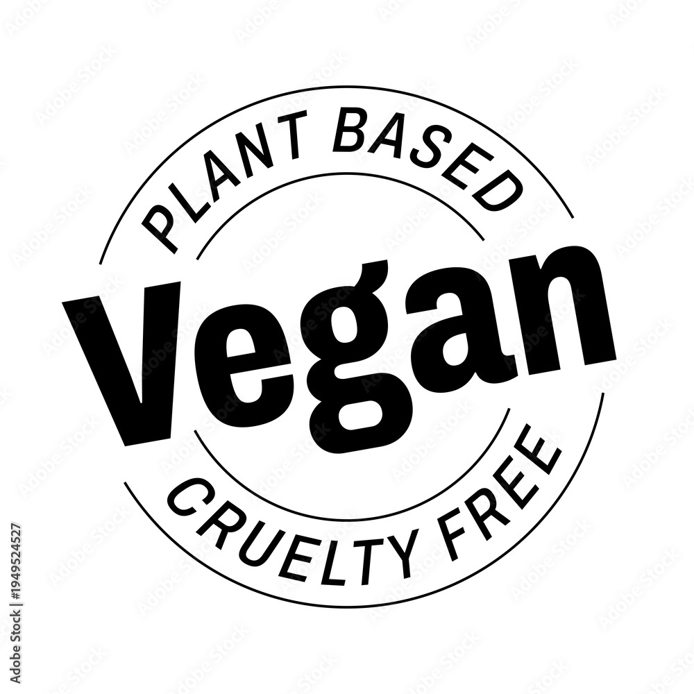 Fototapeta premium Minimal Vegan Product Seal Plant Based Cruelty Free Packaging Badge II