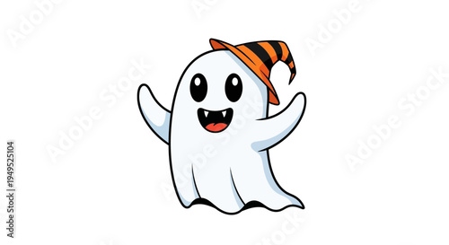 Cartoon ghost wearing party hat.