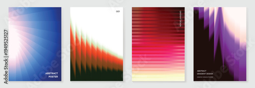Abstract colorful gradient poster vector set. Soft rainbow blur, red waves, and violet transitions for cover, banner, wallpaper, and modern design.