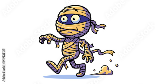 Cartoon Mummy Character Running Fast.