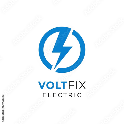 Free Download Modern blue lightning bolt logo for Voltfix Electric services, concept of power and repair on white background. - GFXLoad