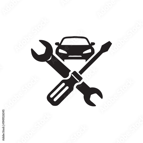 car service icon, car service black and white