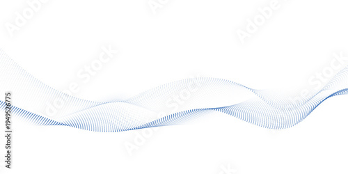 Light blue abstract dotted wave line background with flowing particles and halftone gradient mesh pattern, modern technology soundwave style design for banner, poster and presentation