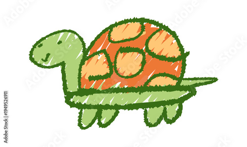 Hand drawn colorful chalk turtle
