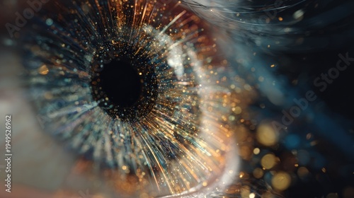 Close up eye with glitter and sparks