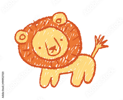Chalk lion cute animal drawing
