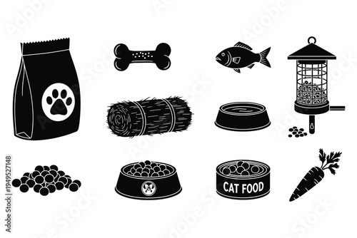 Pet food and accessories illustration