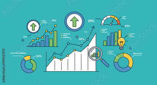 Business Growth Chart, Data Analysis, Financial Report, Upward Trend, Infographic Elements