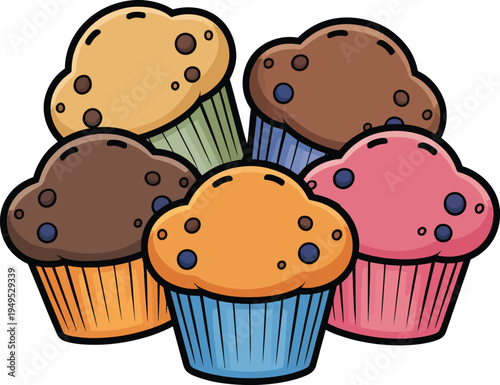 Cute cartoon a illustrator vector muffins