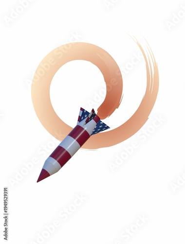 Business rocket reaching target success concept illustration with circular motion design