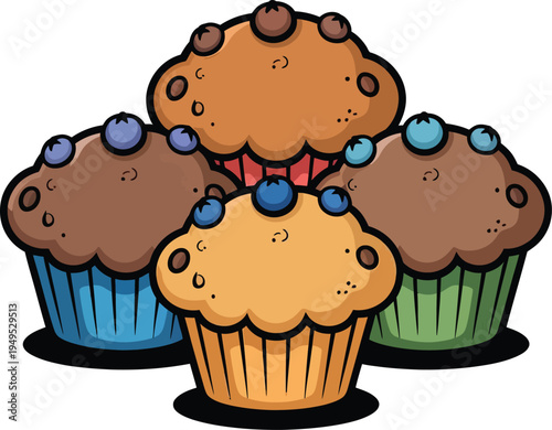 Cute cartoon a illustrator vector muffins