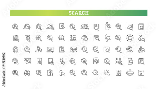 Search and Analysis Line Icons Set
