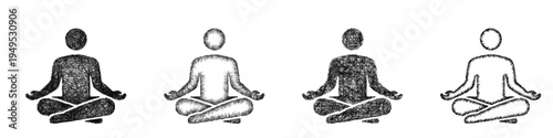 Sketch meditation icon design set