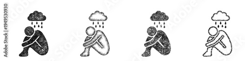 Sketch depression icon design set