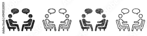 Sketch counseling session icon design set