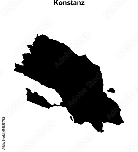Konstanz (Baden-Wurttemberg) blank outline map